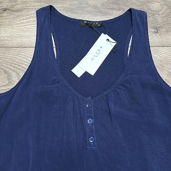 Maven West Peplum Navy Blue Tank Size XS - Picture 4 of 10